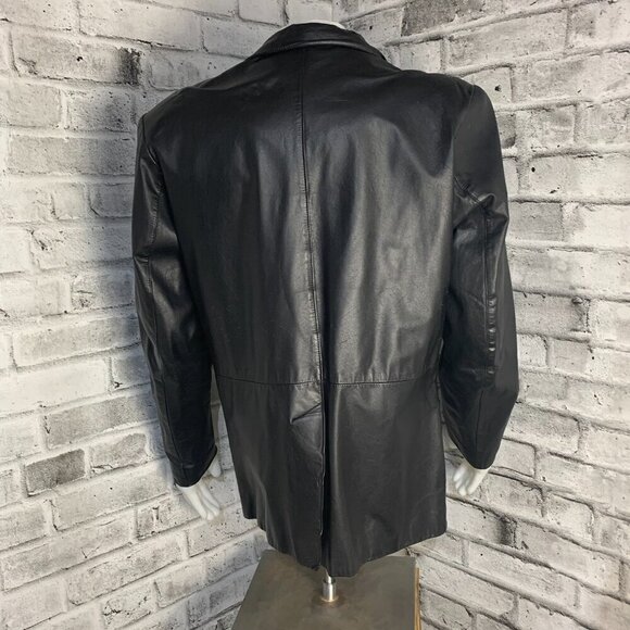 Vintage Pelle Cuir Black Leather Blazer Jacket - Picture 4 of 16